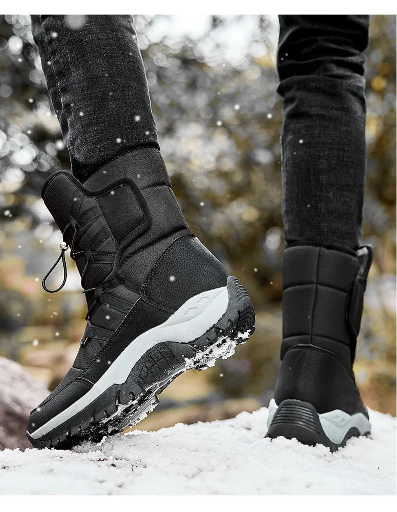 Neue Warme Plüsch Schneestiefel Herren Schnürsenkel Lässige Hohe Herren Stiefel Wasserfeste Winterstiefel Rutschfeste Knöchelstiefel Herren Arbeitsstiefel