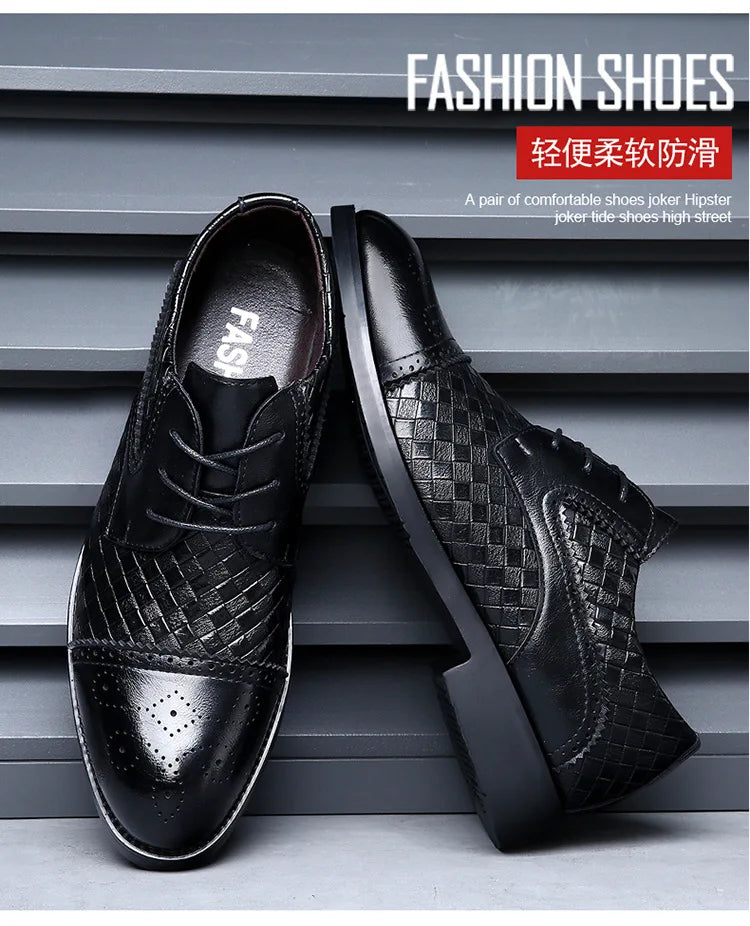 Genuine Leather Mens Dress Shoes Black Formal Social Shoe Male Business Wedding Derby for Man Luxury Italian Work Oxford Loafers - Sun Studio