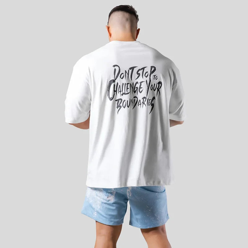 Gym Fitness Shirt Men Running Sport Loose T-shirt Short Sleeve Cotton Tee Tops Summer Male Bodybuilding Training Workout Apparel - Sun Studio