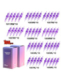 50pcs/box Mix Size Disposable Tattoo Cartridges Needle 3RL+5RL+7RL+9RL+5RS+7RS+9RS+9RM+11RM+7M1 For Tattoo Machine Pen - Sun Studio