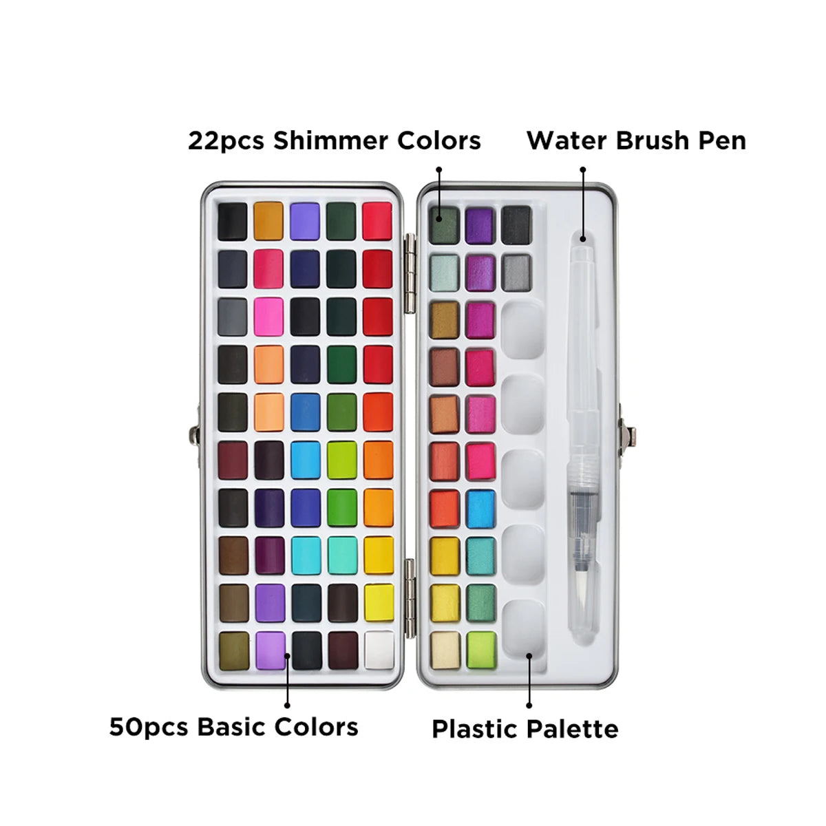 SeamiArt 50Color Solid Watercolor Paint Set Portable Metal Box Watercolor Pigment for Beginner Drawing Watercolor Paper Supplies - Sun Studio