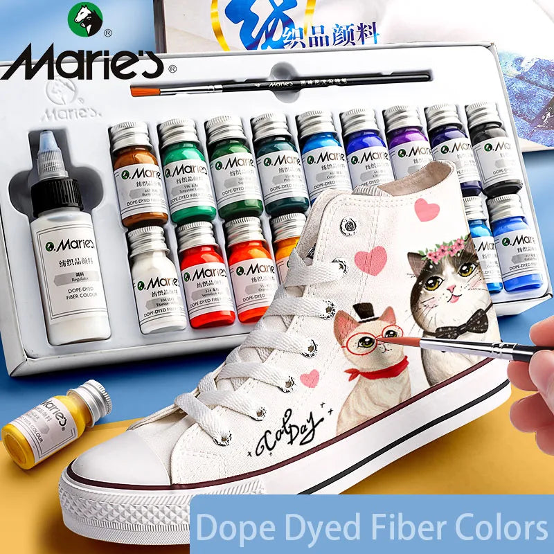 Marie’s Dope-Dyed Fiber Permanent Fabric Paint Set 12/36 Colors 10ml/Tube Textile Acrylic Paints for Clothes Canvas Waterproof - Sun Studio