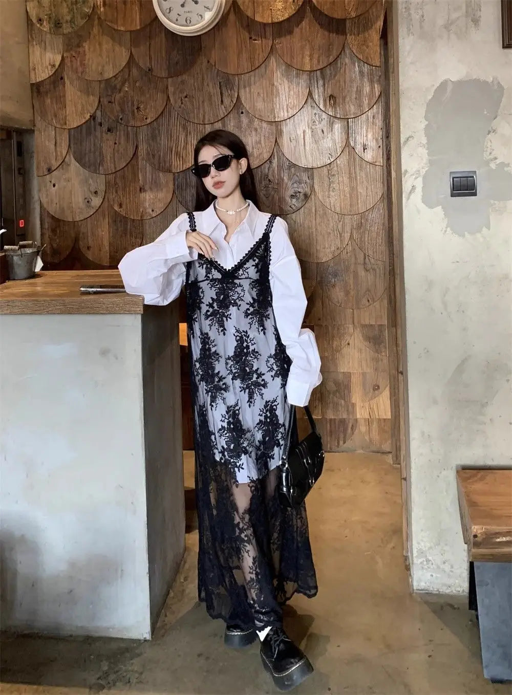 Solid Dresses Women Summer Girls Embroidery Lace Designed Korean Style Layering Streetwear Prevalent Attractive Leisure Trendy - Sun Studio