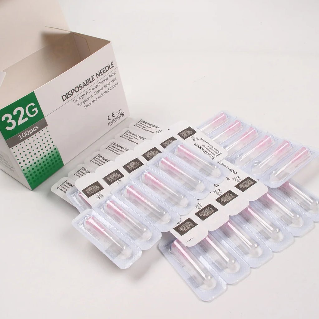 100Pcs/Box Tattoo Small Painless Beauty Needle 30G13MM 32G4MM 34G8MM 29G13MM Superfine Sterile Injector Needle Eyelid Tools - Sun Studio