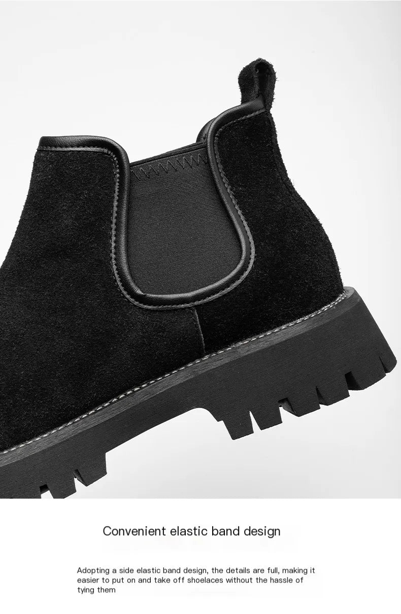 Chelsea boots, short boots, men's boots, breathable men's shoes, versatile and trendy high top leather boots 231146 - Sun Studio