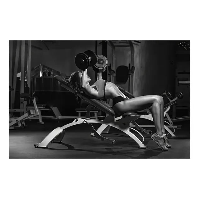 Fitness Motivation Canvas Art  Sexy Bodybuilding Girl Poster Gym Weightlifting Wall Decor for Living Room Bedroom Home Gym Fitne - Sun Studio