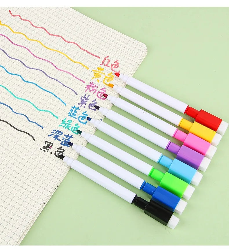 100/5Pcs Dry Erase Whiteboard Markers Set, Washable Pens with Magnetic Eraser for Office Whiteboards & Art Supplies - Sun Studio
