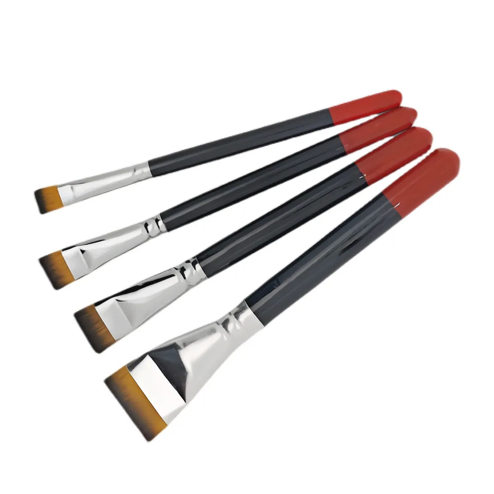 Professional Lacquer Art Brushes Set - 4pcs Short Hair Nylon Flat Brushes for Lacquerware, Oil Painting & Fine Art Tools - Sun Studio