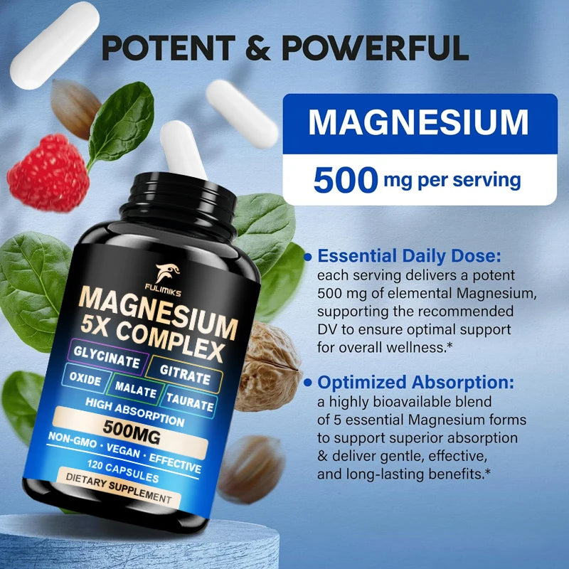 Full Spectrum Magnesium Complex Supplement, Support Bone Health, Healthy Blood Pressure & Overall Wellness, Non-GMO - Sun Studio