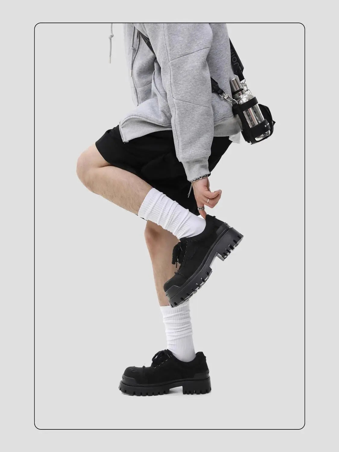 Men's British Style Derby Models Increase in Height Thick Soles Big Heads Commuting Denim Destruction Wind Tooling Casual Shoes - Sun Studio