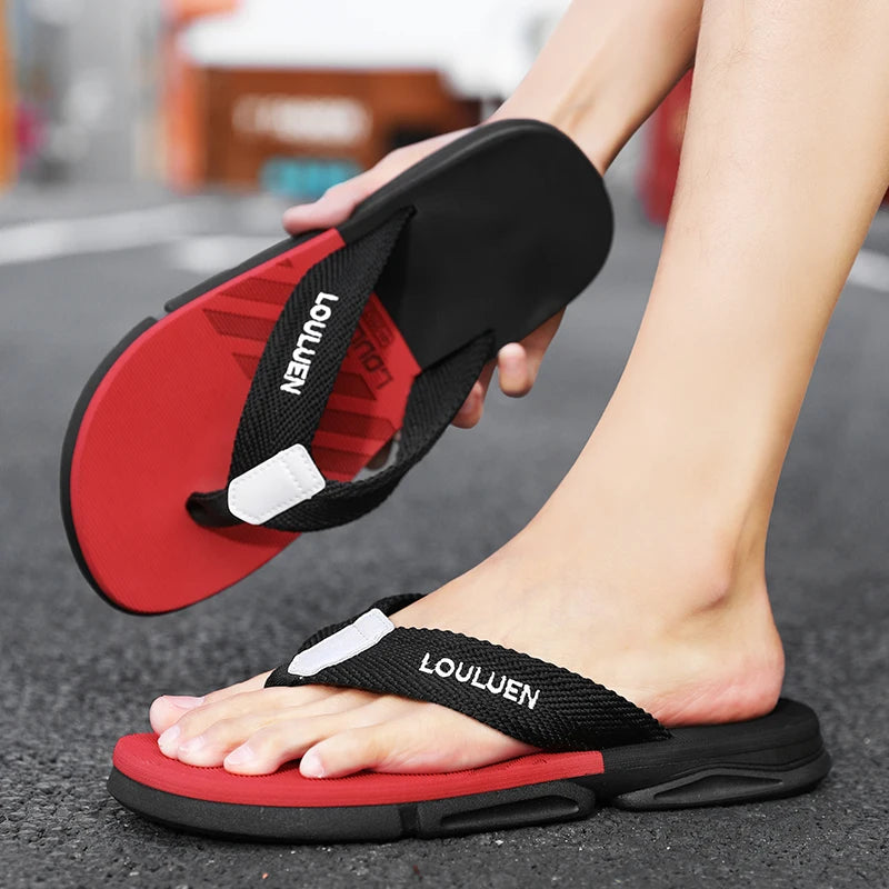 [Color blocked flip flops] Comfortable color blocked flip flops - Men's non slip casual rubber bottom EVA flip flops, suitable f - Sun Studio