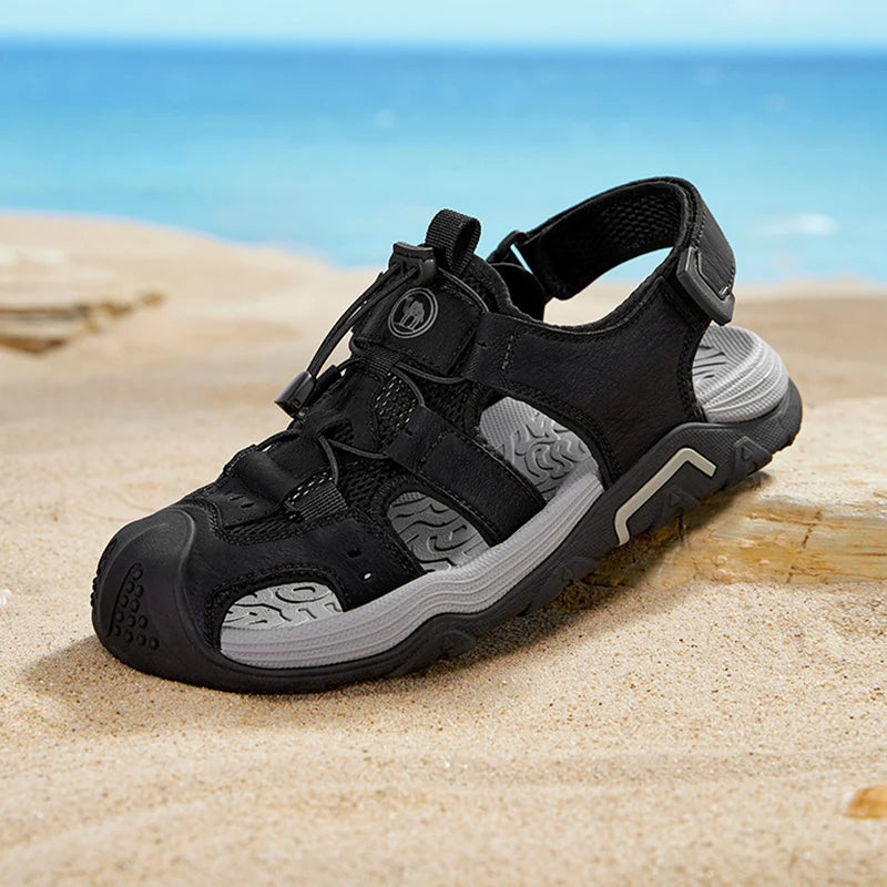 GOLDEN CAMEL Outdoor Men's Sandals Shock-absorbing Foam Brake Casual Shoes Slippers Beach Shoes for Hiking Fishing Breathable - Sun Studio