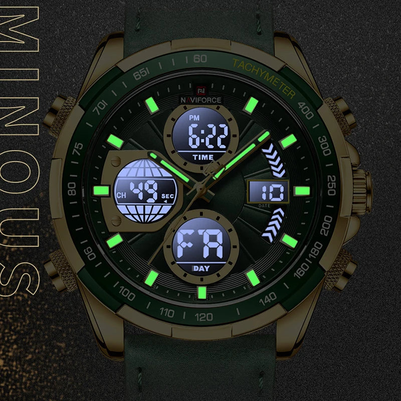 New NAVIFORCE Watches for Men Leather Mens Military Sport Waterproof Watch Quartz WristWatch Chronograph Male Clock - Sun Studio