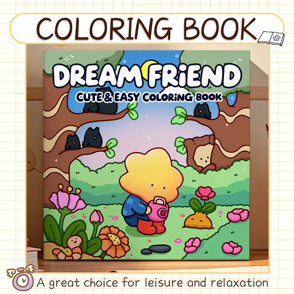 DREAM FRIEND CUTE & EASY Coloring Book For Adults Educational Relaxation Gift DIY Children's Painting Drawing Books - Sun Studio