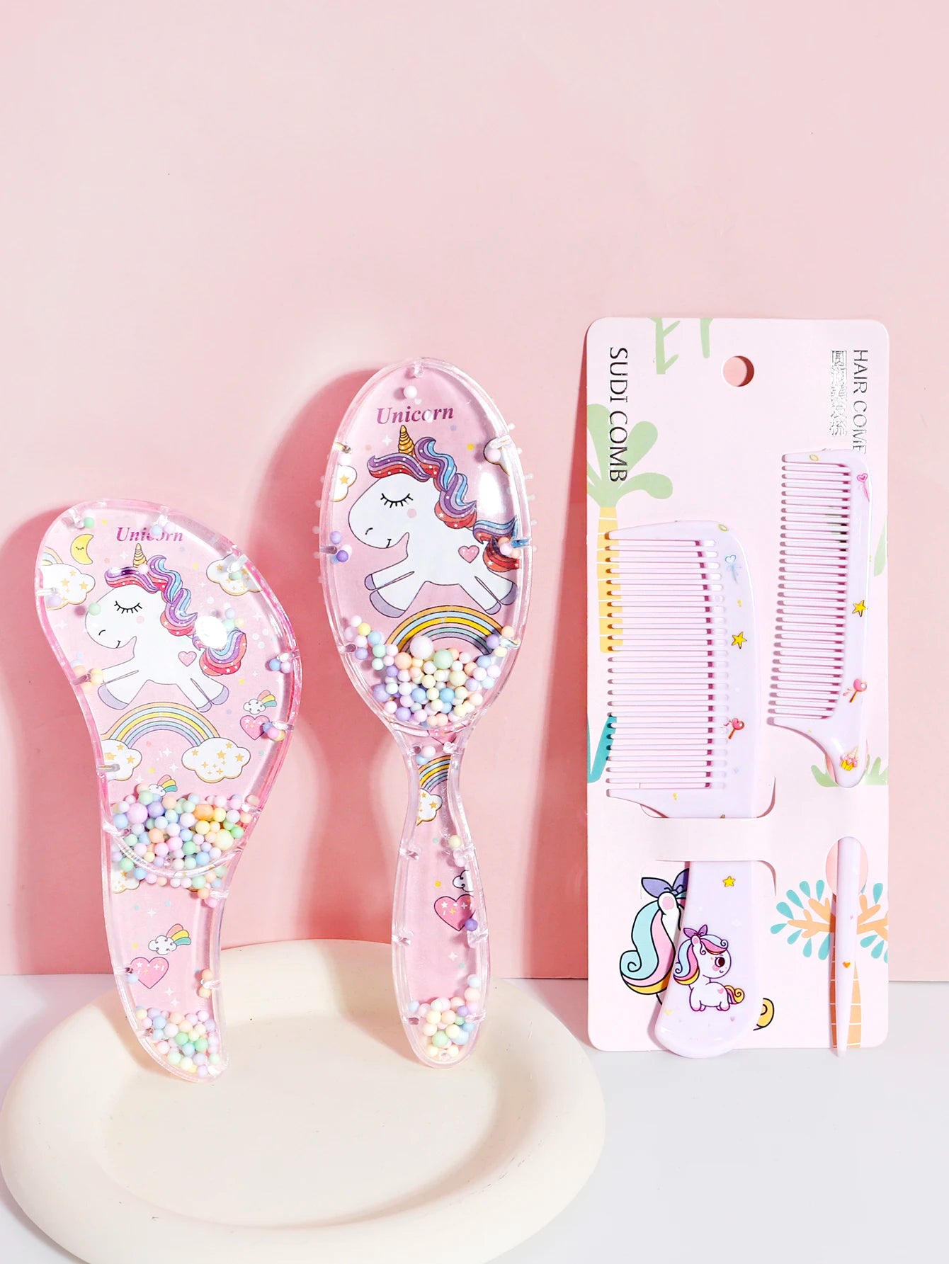 3pcs cartoon comb set, wet and dry dual-use, hair styling, suitable for any hair texture, gift set, special for real hair wigs - Sun Studio