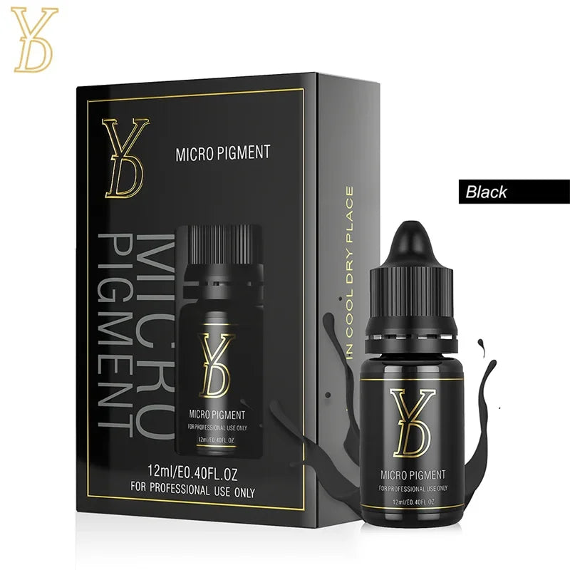 YD New 12ML Liquid Tattoo Pigment Ink Professional Permanent Makeup Eyeliner Shading Micropigmentation Cosmetic Black Blue Green - Sun Studio