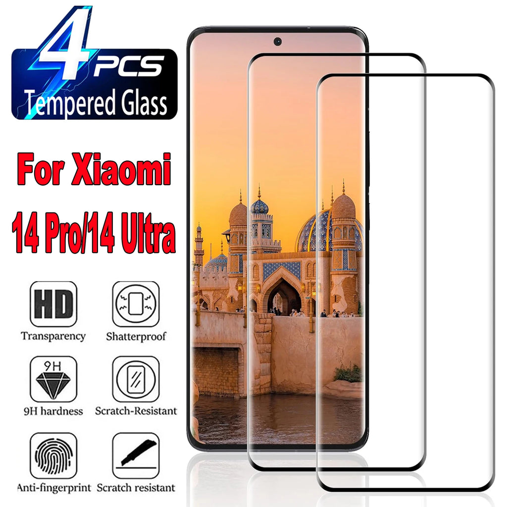 2/4Pcs HD Curved Four Sides Glue Tempered Glass For Xiaomi 14 Pro/14 Ultra 5G 3D Screen Protector Film - Sun Studio