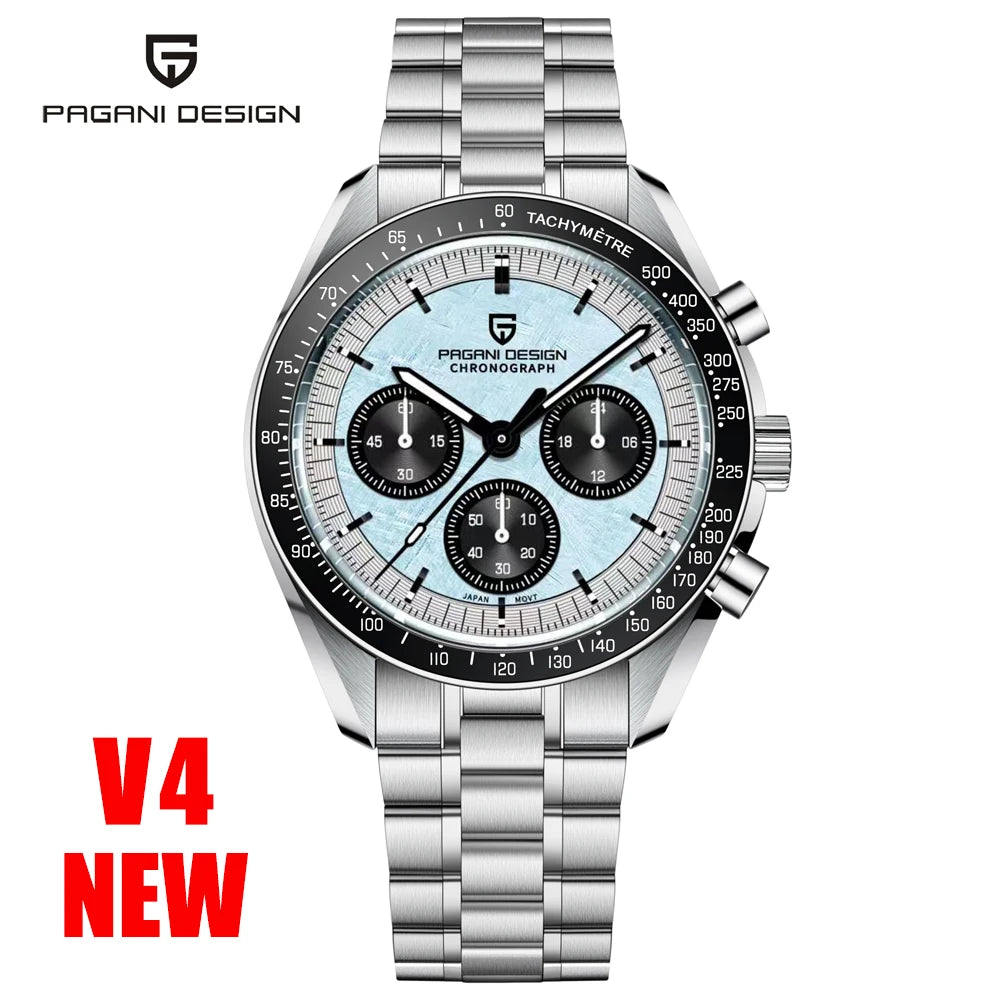 PAGANI DESIGN Monduhren Männer Quarz Uhr für Männer Auto Datum Geschwindigkeit Sport Chronograph AR Saphir Spiegel Armbanduhr 2025 Neu