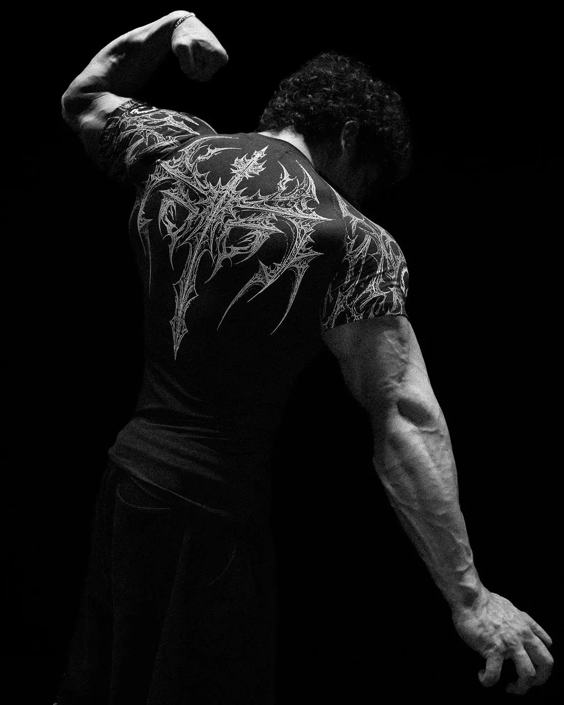 GYM T-shirt Men's Dark Gothic Print Muscle Tee  High Elasticity And Quick Drying Exercise For Bodybuilding Training 2026 Summer - Sun Studio