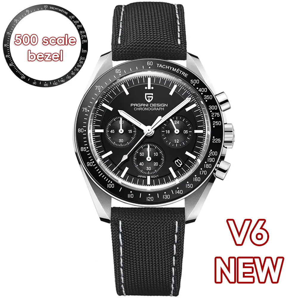 PAGANI DESIGN Monduhren Männer Quarz Uhr für Männer Auto Datum Geschwindigkeit Sport Chronograph AR Saphir Spiegel Armbanduhr 2025 Neu