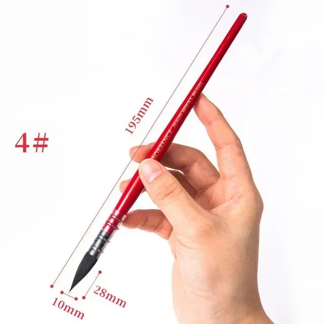 Squirrel Hair Watercolor Brush, Artist Painting Brush Red Pointed Painting Brush Children's Painting Supplies Watercolor Brush - Sun Studio