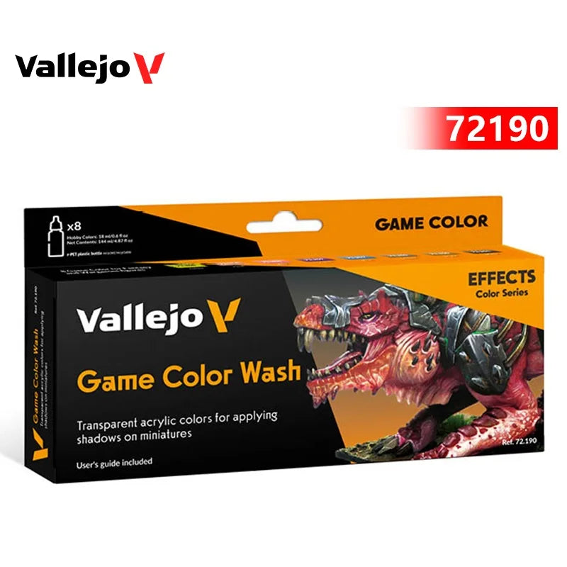 Spani AV vallejo model environmentally friendly water-based Acrylic painti set 8 * 17ml non metallic/game color wash acrylic set - Sun Studio
