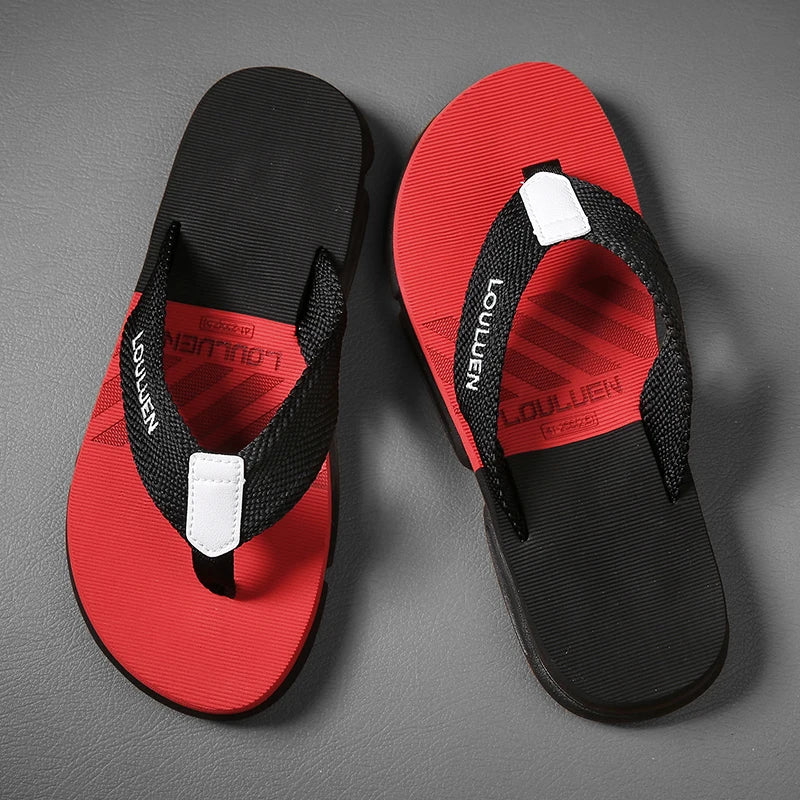 [Color blocked flip flops] Comfortable color blocked flip flops - Men's non slip casual rubber bottom EVA flip flops, suitable f - Sun Studio