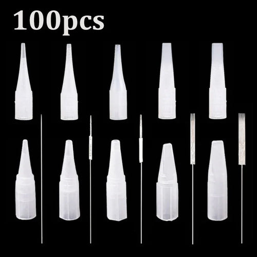 100p 1RL/3RL/5RL/5F/7F Individual Packed Eyebrow Tattoo Tip Permanent Makeup Machine Tattoo Needle Tip Tattoo Nozzle Needle Caps - Sun Studio