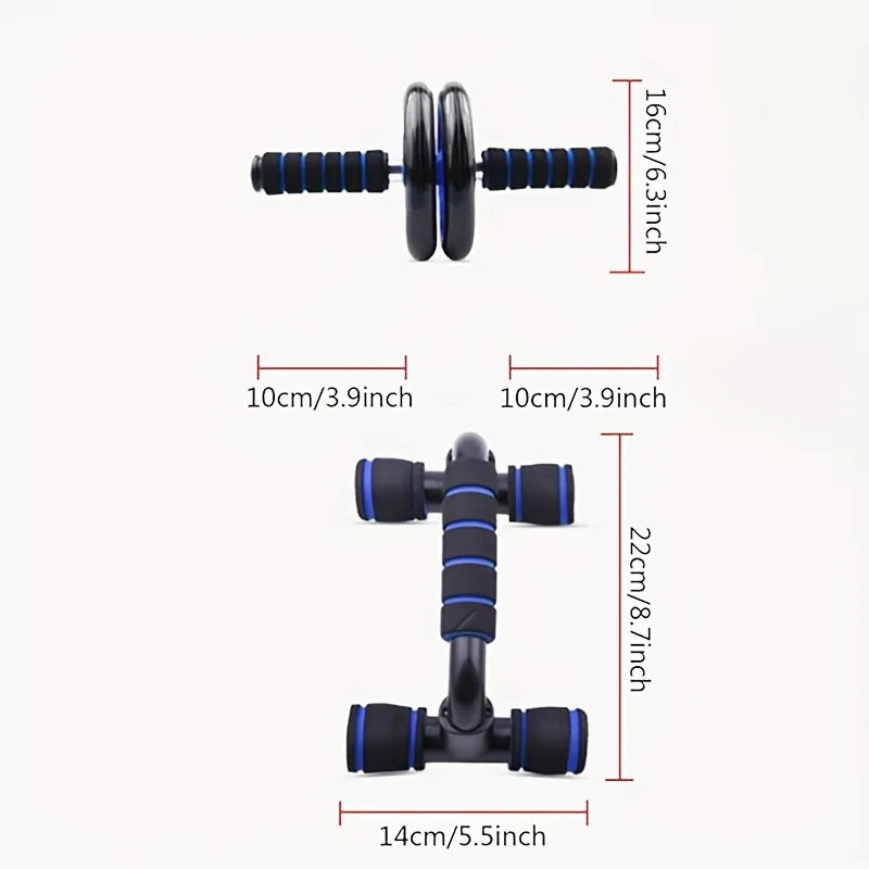Abdominal Wheel Set Grip Push-up Bracket Abdominal Wheel Skipping Rope Combination Set Home Sports Fitness Workout Equipments - Sun Studio