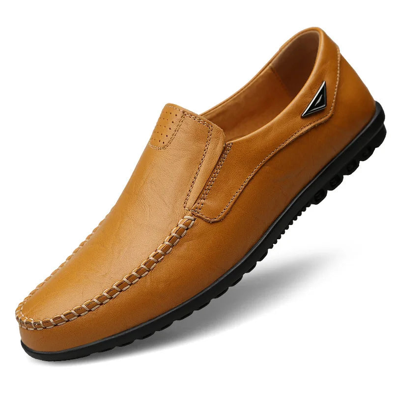 Echtes Leder Herren Lässige Schuhe Luxusmarke 2025 Herren Slipper Mokassins Atmungsaktive Slip-On Schwarze Fahr Schuhe Übergröße 37-47