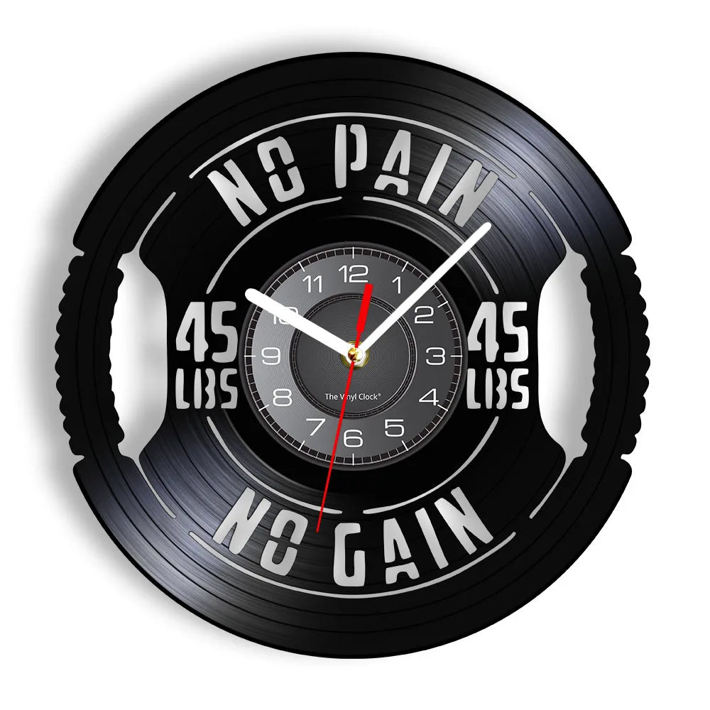Fitness Equipment Theme Vinyl Record Fitness Wall Clock Home Decoration LED Backlight Modern Fitness Watch - Sun Studio