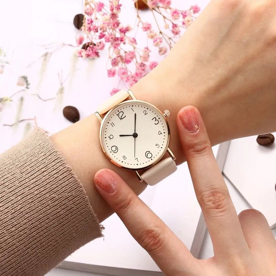 Women Watches Ladies Casual Arabic Numbers Leather Analog Quartz Watch - Sun Studio