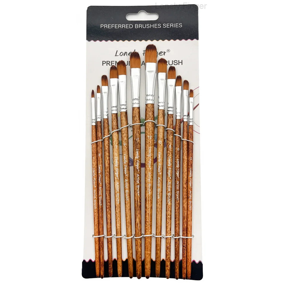 12/48pcs Professional Artist Paint Brush Set Include Round Filbert Flat Angle Fine Detail Brushes Premium Nylon Brush for Paint - Sun Studio
