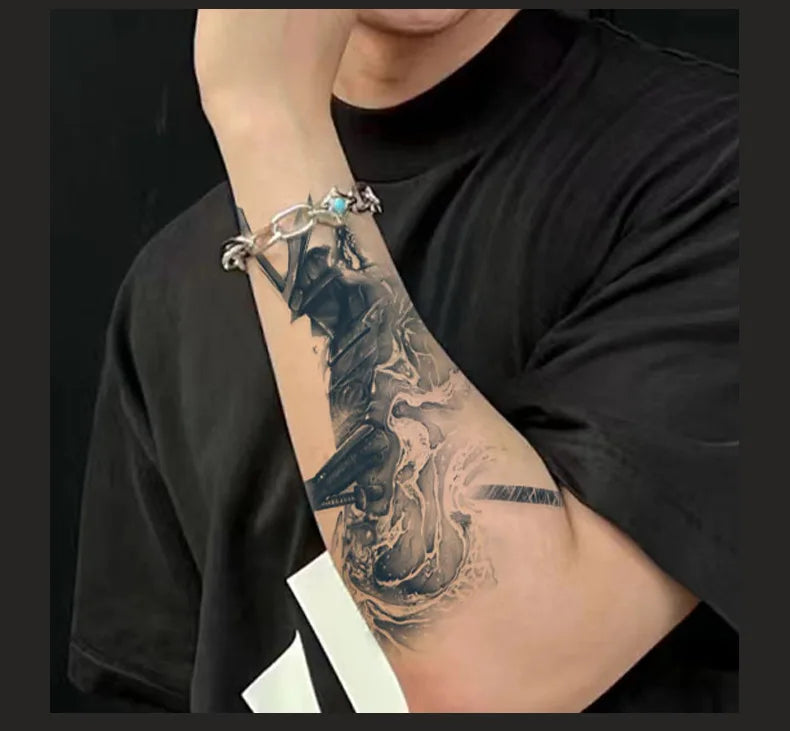 Japanese Aesthetic Samurai Juice Tattoo Stickers Waterproof Durable Bodyguard Knife Semi-permanent Fake Tattoo Arm Simulation - Sun Studio