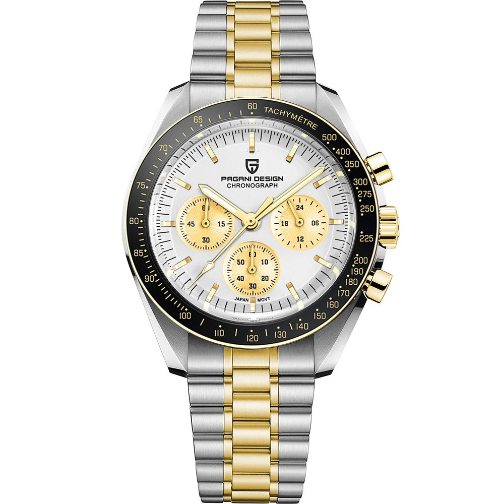 PAGANI DESIGN Monduhren Männer Quarz Uhr für Männer Auto Datum Geschwindigkeit Sport Chronograph AR Saphir Spiegel Armbanduhr 2025 Neu