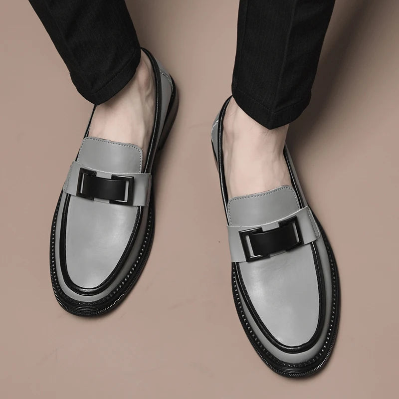 Men Genuine Leather Business Shoes Casual Flats Men Party Driving Loafers Shoes Breathable Moccasins Men's Casual High-end Shoes - Sun Studio