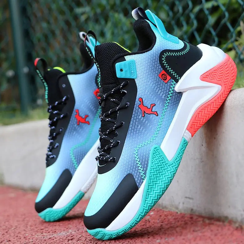 Brand Professional Men's White Red Blue Basketball Shoes Basketball Sneakers Anti-skid High-top Couple Man Basketball Boots - Sun Studio