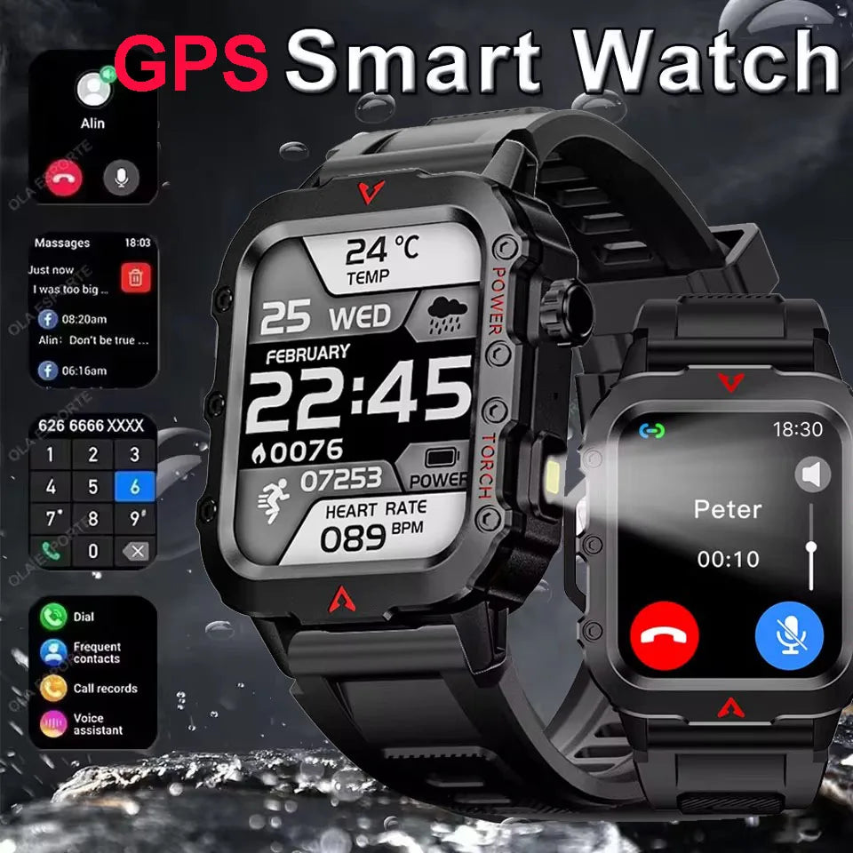 Men Smart Watch Bluetooth Call Sleep Heart Rate Healthy Monitor Outdoor LED Flashlight Waterproof Sports Watches For Android IOS - Sun Studio