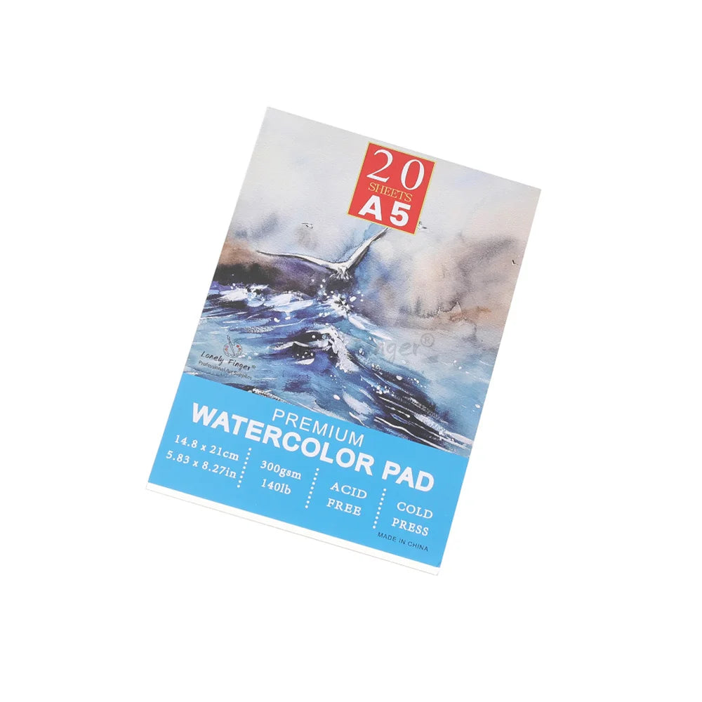 A5/A4/A3 Watercolor Paper Pad, 140lb/300gsm, 20 Sheets, Cold-Pressed, Acid-Free, Artist Painting Paper for Watercolor Painting - Sun Studio
