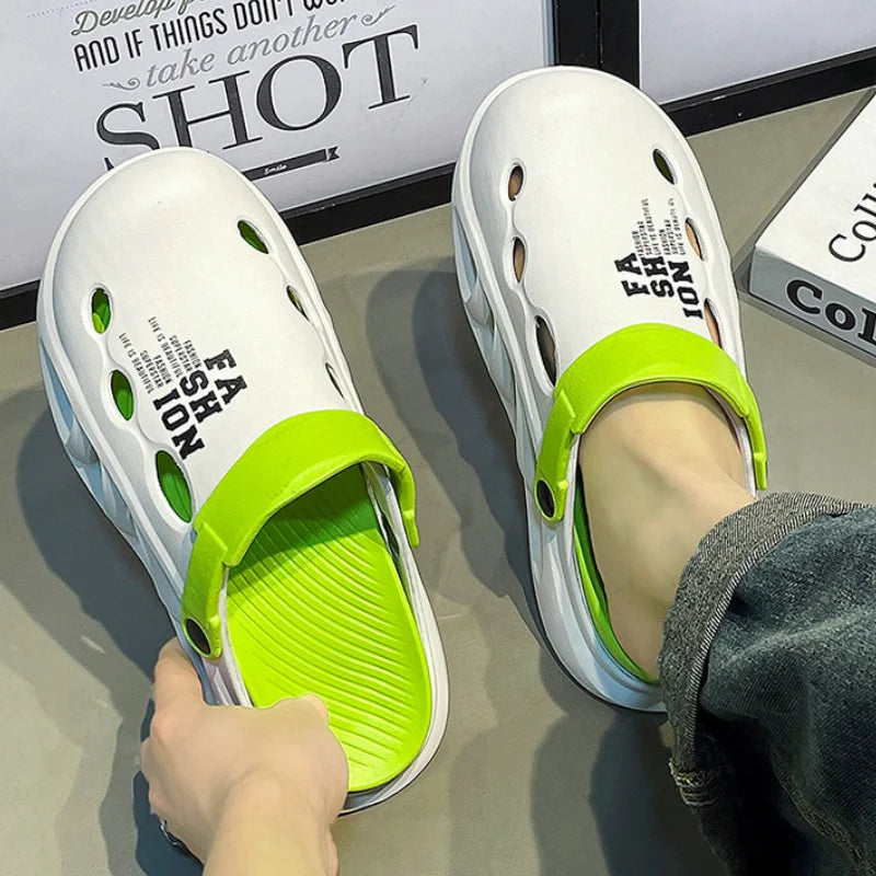 Men's Sandals Fashion Slippers EVA Hole Shoes 2025 Men Outdoor Thick-soled Casual Shoes Couple Home Beach Sandals Flip Flops 슬리퍼 - Sun Studio