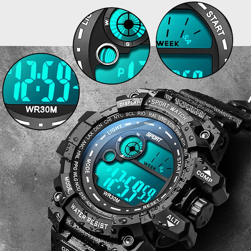 New Men LED Digital Watches Luminous Fashion Sport Waterproof Watches For Man Date Army Military Clock Relogio Masculino - Sun Studio
