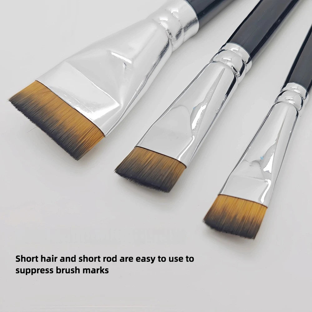 Professional Lacquer Art Brushes Set - 4pcs Short Hair Nylon Flat Brushes for Lacquerware, Oil Painting & Fine Art Tools - Sun Studio