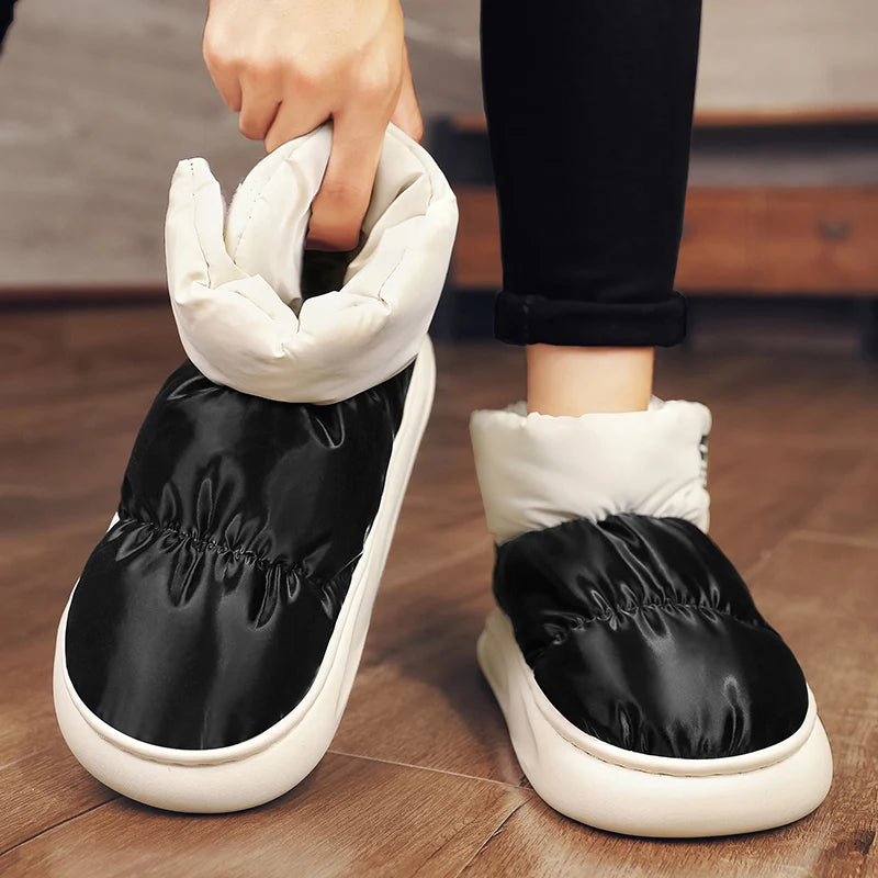Outdoor Plüsch Warme Herren Schneestiefel Winter Paar Baumwollschuhe Daunen Rutschfeste Wasserdichte Mode Kinder Schuhe Slip-On Weiche Sneakers