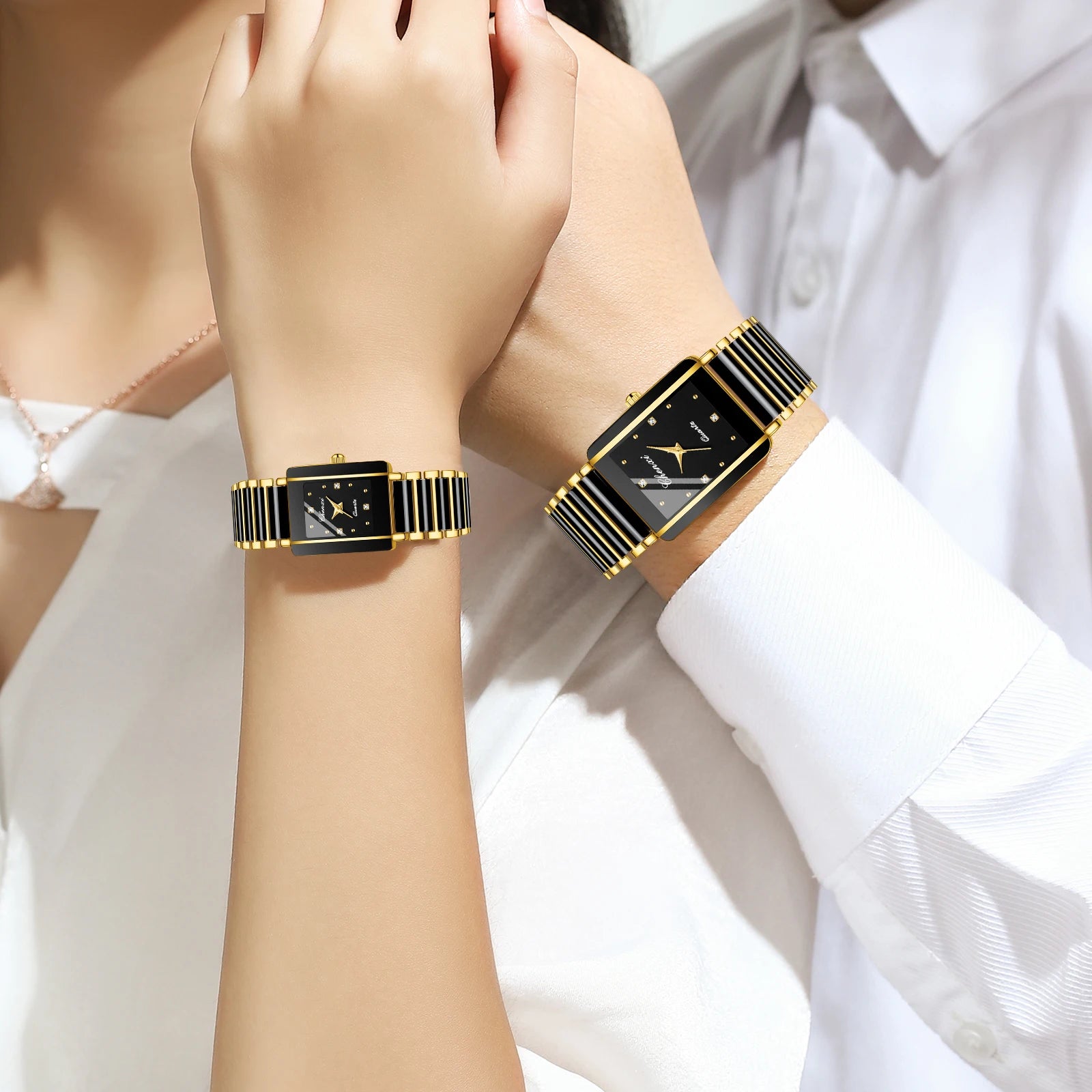 CHENXI 104A Top Brand Luxury Couple Watch Men's and Women's Imitation Ceramic Strap Exquisite Date Watches relojes para damas - Sun Studio
