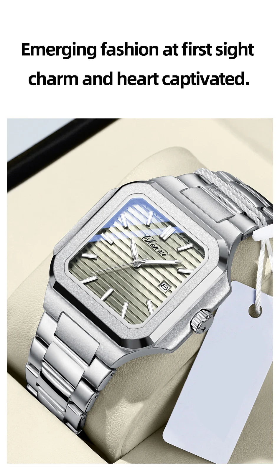 2025 New Man Watches Luxury Fashion Square Men's Quartz Watch Calendar Luminous Waterproof Stainless Steel High Quality Clock - Sun Studio