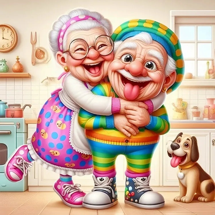 Feenstaub AB Cartoon Opa und Oma 5D DIY Diamantmalerei Kreuzstich Kunst Mosaik Vollstickerei Wohnkultur Geschenk für Kinder