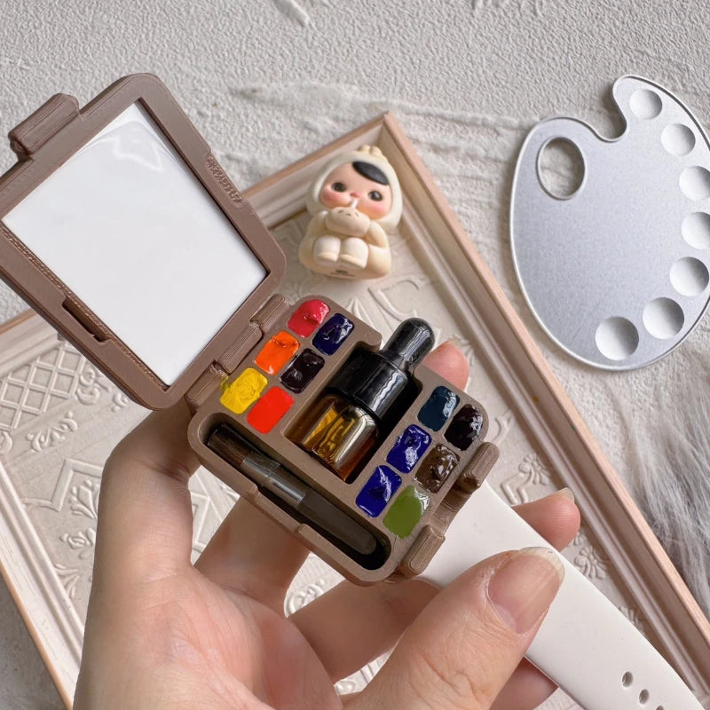 Watch Style Watercolor Paint Packing Box Portable Watercolor Palette/view Frame Artist Travel Painting Art Supplies - Sun Studio