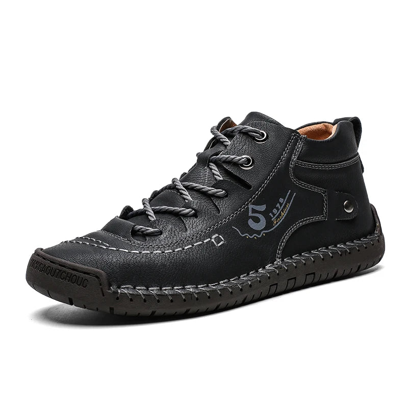 Handmade Leather Casual Men Shoes Ankle Boots Men Loafers Comfort Walking Shoes Men Flats Hot Sale Moccasins Shoes Plus Size - Sun Studio