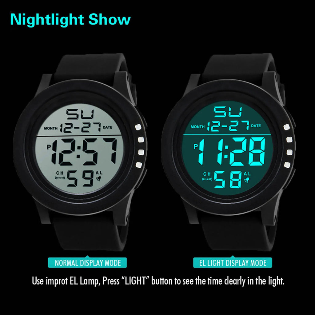 YIKAZE Men's Sports Watch luminous Waterproof Alarm Clock Man Digital Watches Multifunction Military Electronic Wristwatch - Sun Studio
