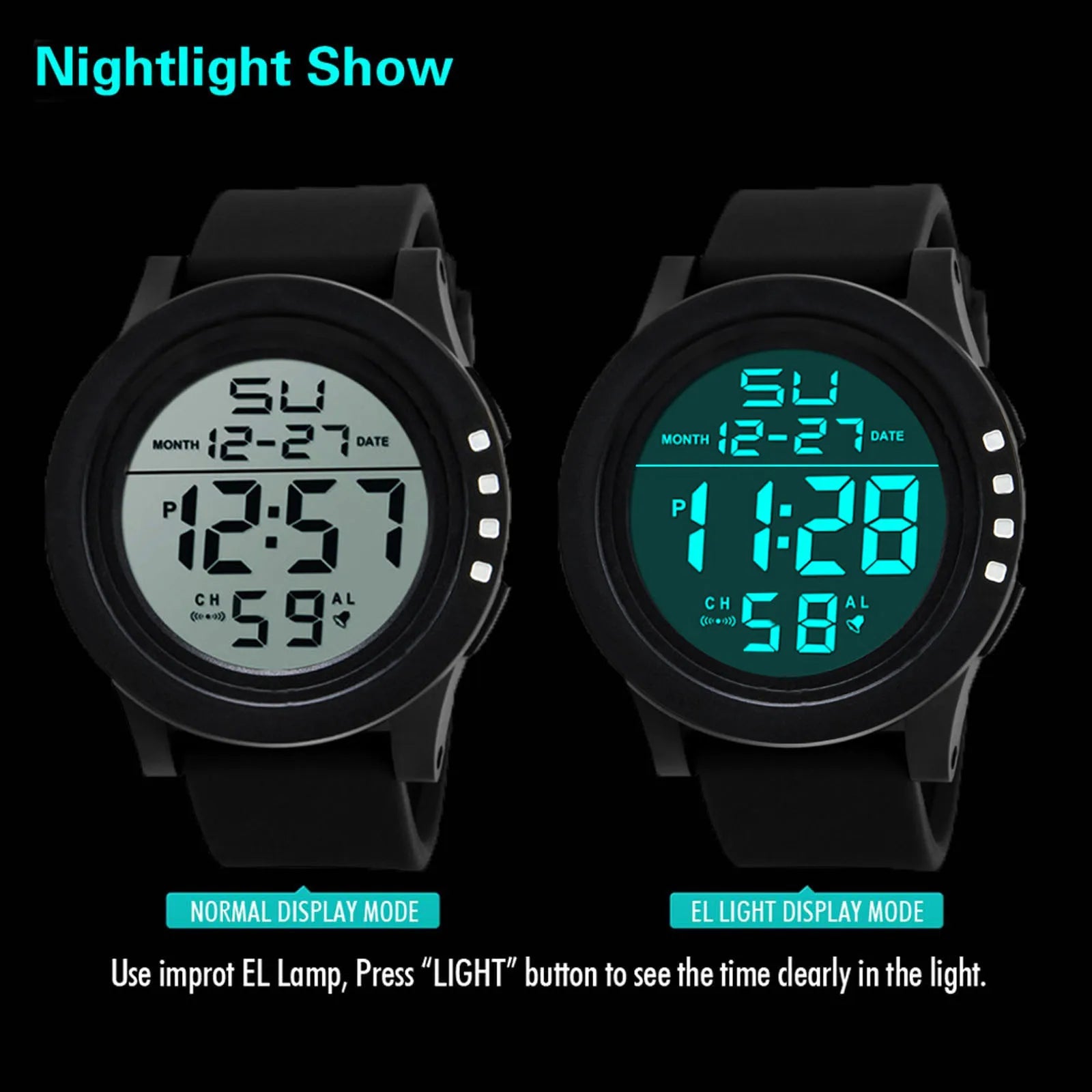 YIKAZE Men's Sports Watch luminous Waterproof Alarm Clock Man Digital Watches Multifunction Military Electronic Wristwatch - Sun Studio